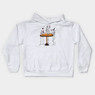 3 Skeletons Drinking and Enjoing Wine at a Wine Bar Kids Hoodie